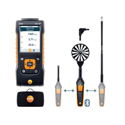 Testo 440 - Delta P kombinovaný SET 2 na meranie rýchlosti prúdenia s Bluetooth