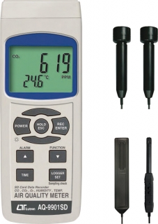 AQ-9901 SD - Merač CO, CO2, teploty, výpočet rosného bodu. Záznam na SD kartu.